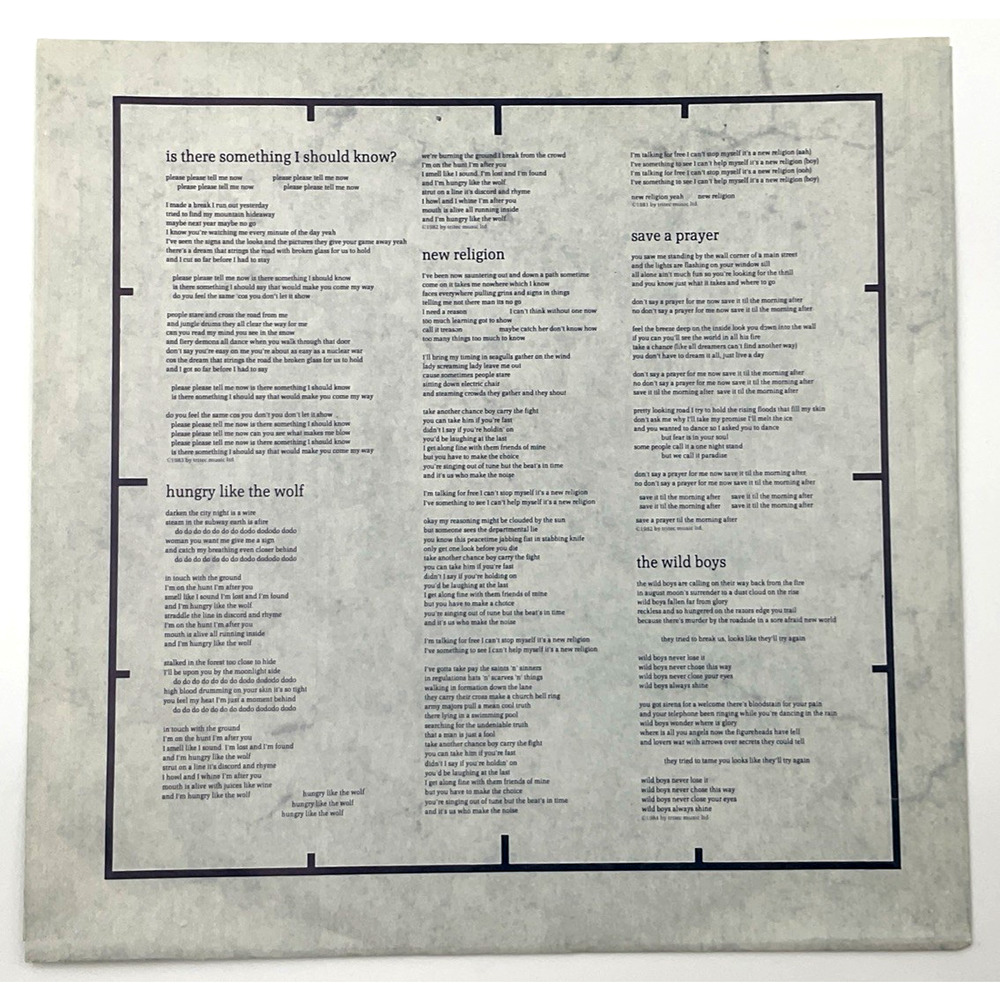 Vintage 1984 Duran Duran Vinyl Album 1984 Arena With Booklet LP 33 RPM SWAV12374 - Picture 4 of 13